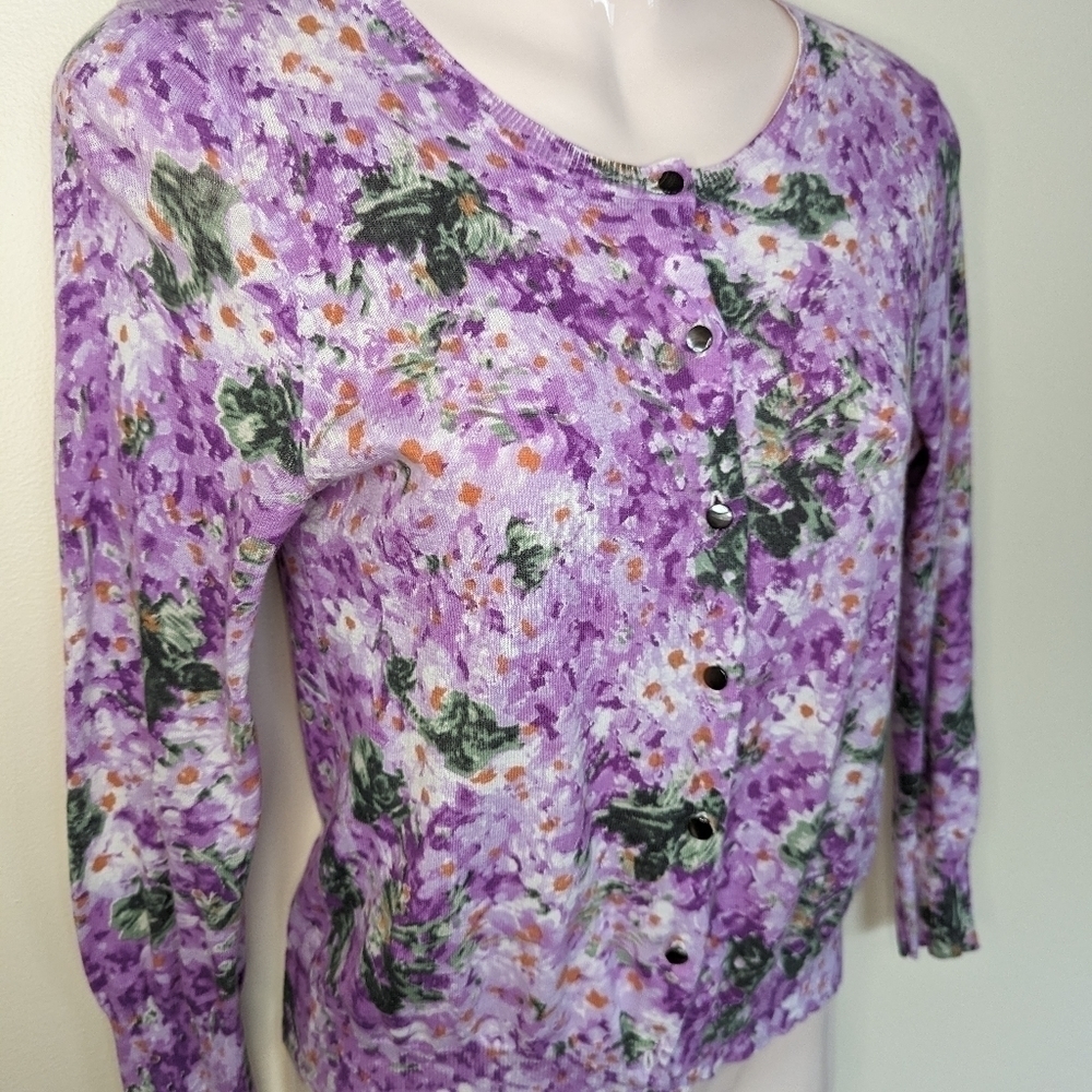 J. CREW floral knit cardigan sweater xs small
